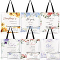 12 Pcs Christian Gift Bible Tote Bags for Women Christian Makeup Bags Bulk Inspirational Religious Floral Canvas Church Bag Reusable Bible Verse Toiletry Pouch for Women Travel Gift