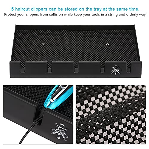 Salon Barber Clipper Tray Anti-Slip Salon Clippers Organizer Razor Case with 5 Slots Professional Hair Trimmer Holder