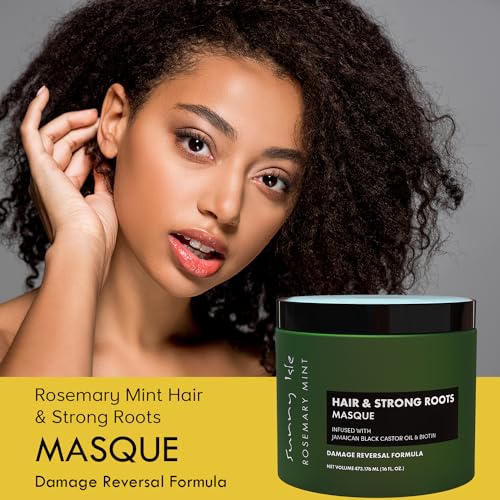 Sunny Isle Rosemary Mint Hair & Strong Roots Masque - Biotin, Jamaican Black Castor Oil - 16 oz