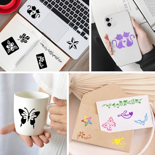 12 Temporary Tattoo Stencils,142 PCS Henna Stencils Reusable Tattoo Stencils for Face Body Art Painting for Women Men Adults Kids