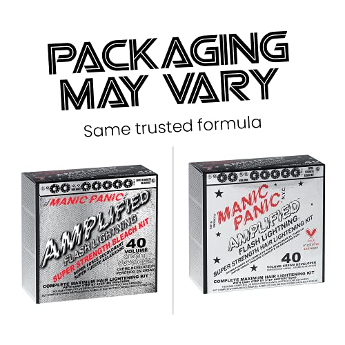 MANIC PANIC Flash Lightning Hair Bleach Kit - 40 Volume Developer + Bleach Powder - Lifts Hair Color Up to 7 Levels - Lightener for Extra Dark Shades - Vegan & Cruelty-Free (3 Pack)