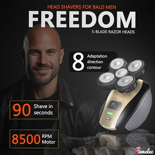 Upgraded Shaver Replacement Blades for Fre* Bi*d Replacement Blades, 5-Blade Rotary Electric Razor Head Shavers for Bald Men, Head Shaver Kit for Freedom, 2 Pack