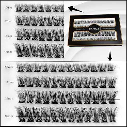 Self Adhesive Eyelashes No Glue Lash Clusters, HKKHZZ Press-on Lashes 10/12/14/16mm Individual Lash Extension Kit with Lash Tweezers, Self-adhesive False Eyelashes Natural DIY Eyelash Extension Kit