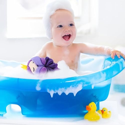 2Pcs Kids Bath Ball Shower Scrubber Cartoon Body Scrubber Soft Skin Cleaning Foaming Loofah for Toddler Bath Accessories