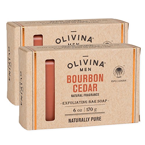 Olivina Men Bourbon Cedar Exfoliating Bar Soap - 2 Pack