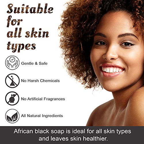 It's Pure Natural African Black Soap Bars Original (Pack of 3) Organic Raw Soap for Face & Body, Acne Treatment & Dark Spot Remover [Made in Ghana]