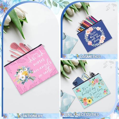 Photect 12 Pcs Nurse Cosmetic Bag Nurse Survival Kit Makeup Canvas Bags Nursing Zipper Pouch Nursing Practitioner Gift for Nurses Appreciation Week Graduation Retirement Thank You Gifts Supplies