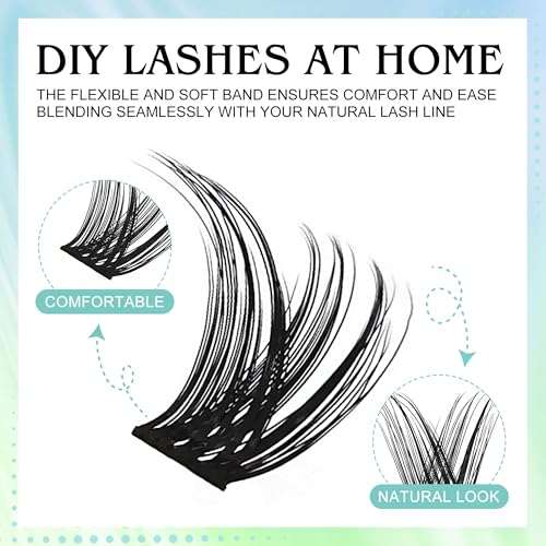 Hermosa Florence Flair Vegan cruelty free Mink Eyelashes Clusters Set 72 D Curl 8mm-16mm Wispy Lash clusters Individual Lashes 10-18mm Extensions HMFD22