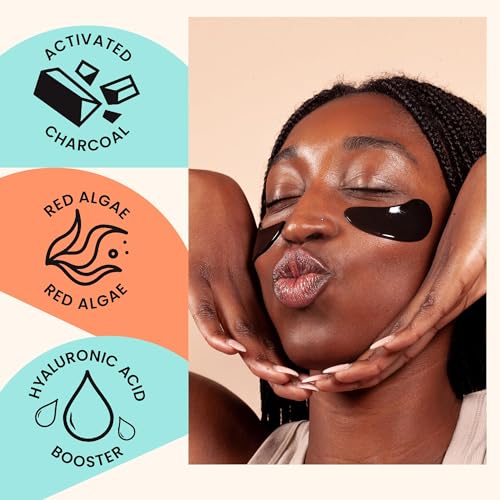 BLAQ Award Winning Eye Patches for under eye Dark Circles, Wrinkles and Puffiness. Hydrating and Cooling with detoxifying Charcoal, Dermatologically Tested, Vegan, Hyaluronic Acid, 5-Pairs