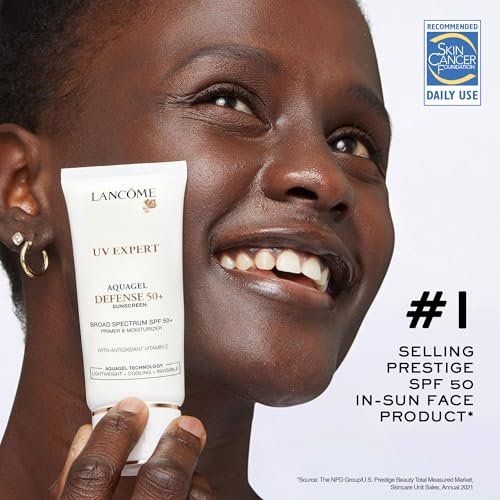 Lanc?me UV Expert Defense SPF 50+ Primer & Moisturizer | 3-in-1 Facial Sunscreen with Broad Spectrum Protection | Lightweight, Hydrating, Non-Greasy Aquagel Texture