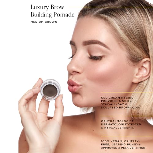 Arches and Halos Luxury Brow Building Pomade - Vegan Eyebrow Pomade - Creamy, Long Wearing Color for Clean, Defined Brows - Neutral Brown - 0.1 oz (Pack of 2)