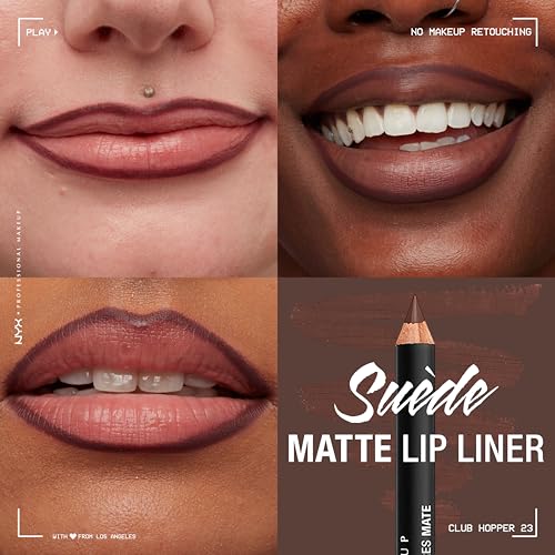 NYX PROFESSIONAL MAKEUP Suede Matte Lip Liner, Velvety-Smooth, Long-Lasting Formula For A Defined Lip Makeup Look - Club Hopper (Purple)