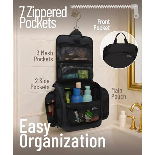 D&D Wanderlust D&D Hanging Travel Toiletry Bag for Men and Women ? Cosmetics, Makeup and Toiletries Organizer Kit with 10 Compartments