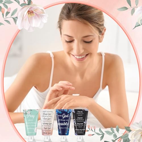 48 Pcs Christian Hand Cream Bulk for Women Christian Gift Mini Travel Size Religion Bible Verse Lotion for Skin Dry Hand Lotion Mother's Day for Mom Grandma Church Prayers Coworker
