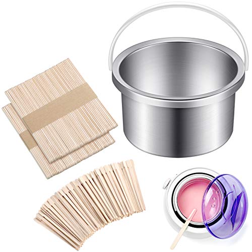 Wax Warmer Inner Pot for Hair Removal with 500 ml Capacity, 14 oz Hair Remover Machine, and 200 Wax Applicator Sticks