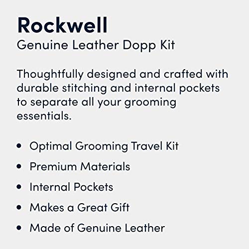 Rockwell Genuine Leather Shaving Dopp Kit | Minimalist Travel Toiletry Bag for Men | Hand-Stitched with Premium Leather for Razor and Accessories
