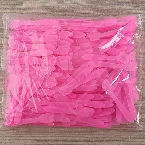 Tbestmax 300 PCS Mini Cosmetic Spatulas 3.2" x 0.6" Disposable Makeup Spatulas, Plastic Spatulas Pink Facial Creams Skin Care Spatulas