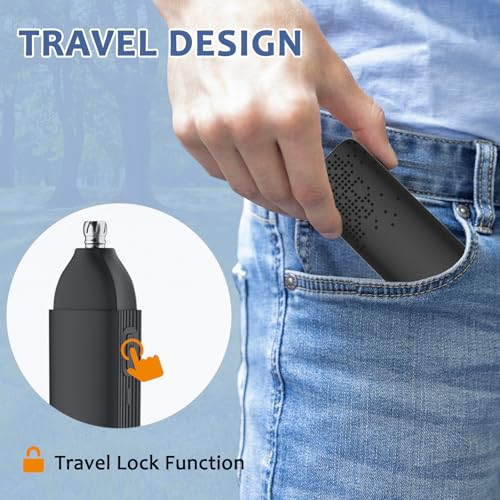 Nose and Ear Hair Trimmer for Men - Nose Hair Remover Razor for Ears Face - Painless Ear Remover Rechargeable Nasal Shaver Clipper Dual-Edge Blades for Women No Pull Trimming with Travel Lock