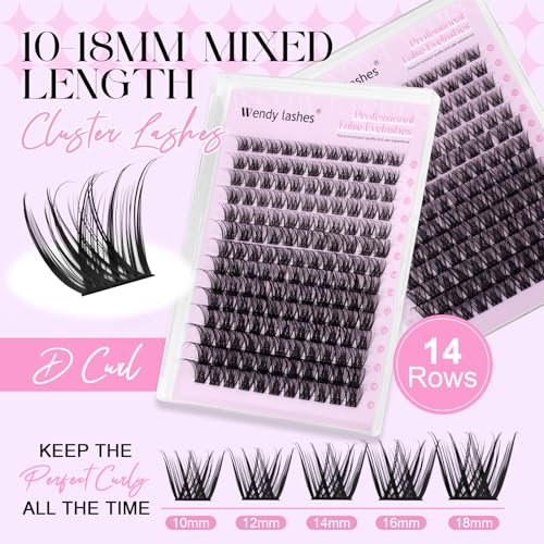 Lashes Clusters Nature DIY Eyelash Extension Black 10-18mm Cluster Eyelash Extensions Individual Lashes Wispy Light Soft Eyelash Extensions Suitable for Beginners