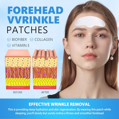 Forehead Wrinkle Patches with Collagen and Vitaminer, Bio-fber Facial Patches to Smooth Forehead Wrinkles & Damascus Rosewater Deep Moisturizing Skin