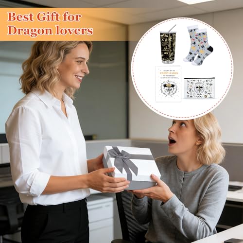 4 Pcs Dragon Gifts Set for Women, Inspirational Dragon Birthday Gift Set, Cool Dragons Gifts for Her Girl Daughter Sister Best Friends Dragon Lovers