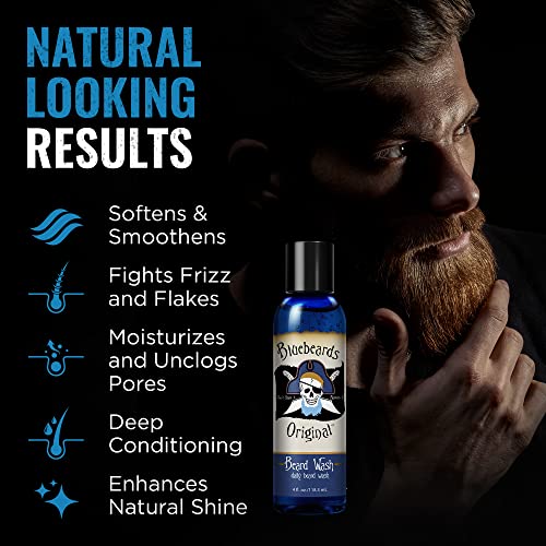 Beard Wash for Men - 4 oz Bluebeards Original Natural Beard Wash and Beard Moisturizer, Infused with Aloe & Lime - Deeply Cleans, Softens, and Conditions Your Beard and Skin Underneath - Made in USA