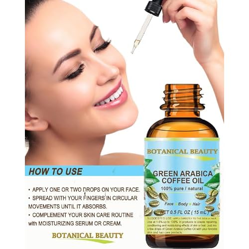 Botanical Beauty GREEN ARABICA COFFEE OIL Brazilian 100% Pure Virgin Unrefined for Face, Skin, Hair, Lip, Nails. Anti - Aging Face Oil (0.33 Fl Oz)