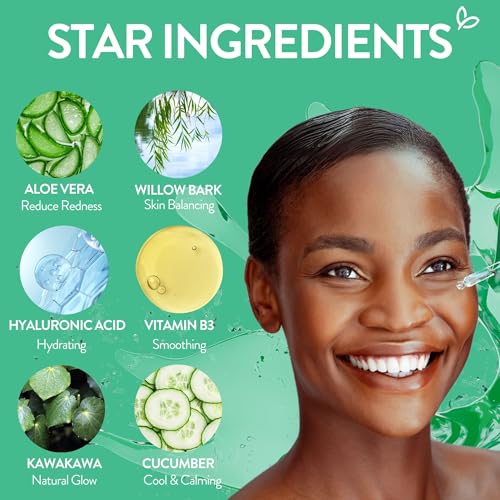 By Nature Calming Face Serum - Cica+10% Niacinamide+Willow Bark - Purifying Facial Serum with Cica Plant Extract & Texture Enhancing Niacinamide - Skincare from New Zealand - 1 fl. Oz