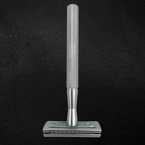 Shave Safety Razor with Brass Handle and 5 Platinum Coated Double Edge Safety Razor Blade Refills - Unique Brass Handle from Saki Shears (Steel)