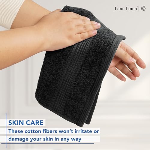 Black Hand Towels for Bathroom - 6 Pack (16"x28"), 100% Ringspun Cotton Hand & Face Towel - Soft, Prevent Fraying, Fade and Shrink Resistant - Daily Use Gym Towels for Men & Family Bathroom Hand Towel