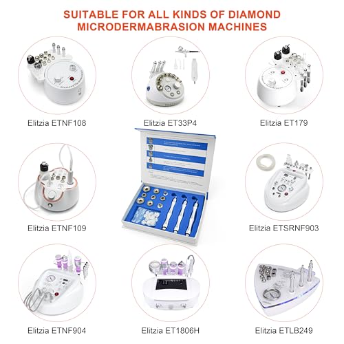 Elitzia 9 Tips 3 Wands Quality Diamond Dermabrasion Replacements Remove Wrinkles Blackheads Fine Lines ETL06C (Stainless Steel)