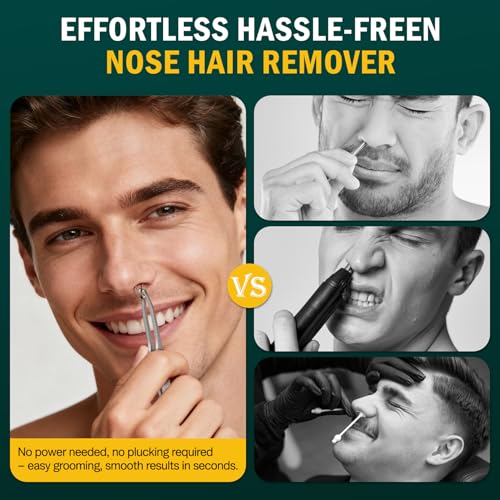 FVION Nose Hair Trimmer Tweezers - Nasal Clippers for Men/Women Stainless Steel, Round-Tip Nose & Ear Hair Clippers for Safety and Precision, Universal Manual Facial Hair Clippers