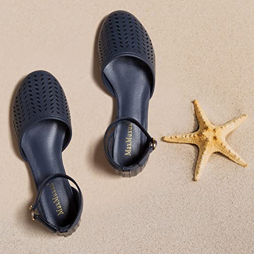 MaxMuxun Sandals for women 2026 Closed Toe Flats Roman Ankle Strap Cage Comfortable Summer Beach Dressy Shoes