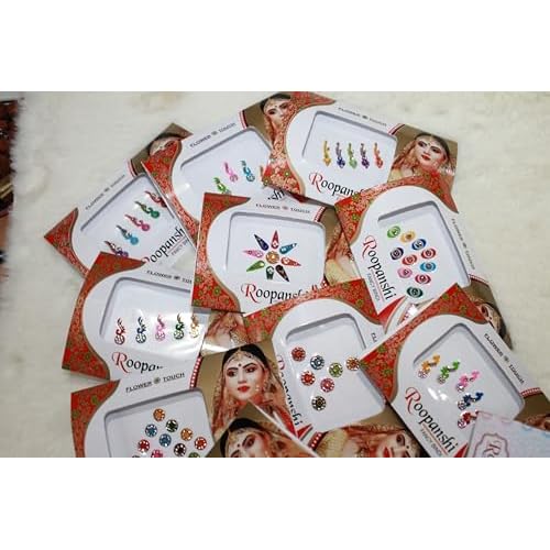 12 Packs Bindi Multicolored Forehead Tika Face Jewels Bollywood Style Fancy Bindis for Women