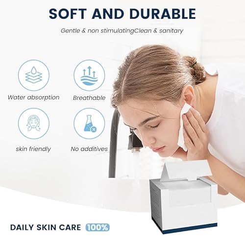 Face Towels, 50 Count (1 Pack) Soft & Durable Spa Facial Towels XL for Daily Skincare, Hygiene, Travel, Dry Makeup Remover Wipes- 100% Biodegradable, Vegan, Fragrance Free