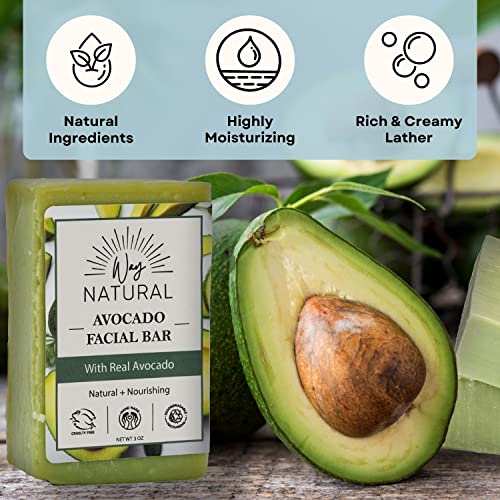 2 Avocado Facial Bars with 3 Unscented Soap Bars (5 Bars)