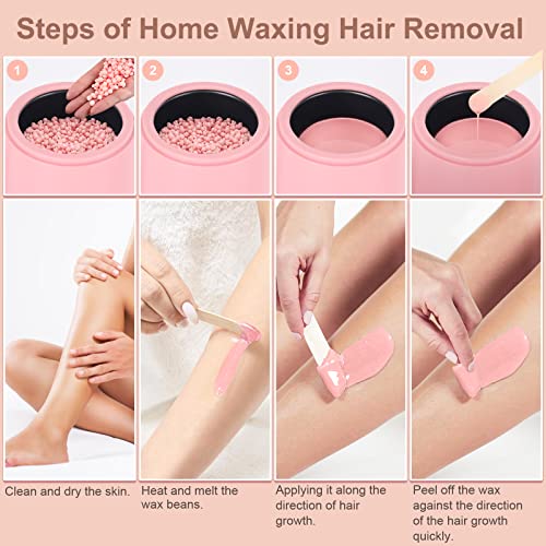 Waxing Kit for Women - Mini Wax Warmer, Hard Wax Kit with 14oz Beads, Portable Hair Removal for Face, Armpit, Eyebrow, Brazilian Bikini Waxing at Home