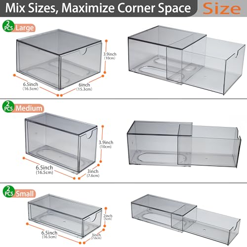 7 Pack Stackable Storage Drawers Acrylic Bathroom Makeup Organizer Clear Plastic Storage Bins for Makeup,Vanity,Pantry,Desk,Undersink,Kitchen