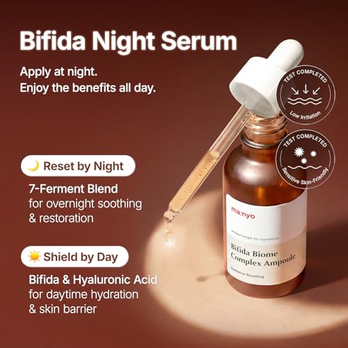 MANYO Bifida Biome Complex Ampoule Serum, Night Serum, Skin Rejuvenating and Skin Barrier Repair, Glow Skin, Anti-aging, Korean Skincare 1.7 fl oz (50ml)