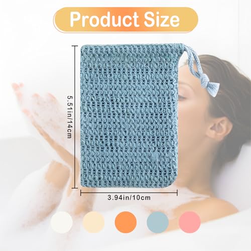 10 PCS Soap Saver Pouch, Exfoliating Soap Bag with Drawstring, Natural Sisal Shower Bags for Foaming and Drying, Mesh Bath-soaps Pouch for Shower Bath (5 Colors)