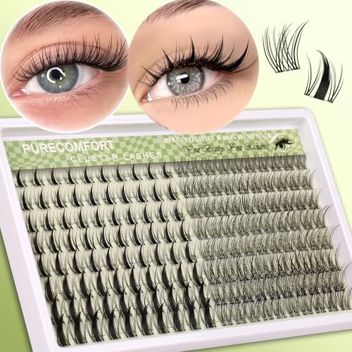 160 Pcs Lash Clusters Extensions Kit - Manga - Natural Wispy Faux Mink Individual Eye Lash 10-18mm Clusters with D Curl Fluffy Wispy Lash Clusters for Lash Extension at Home