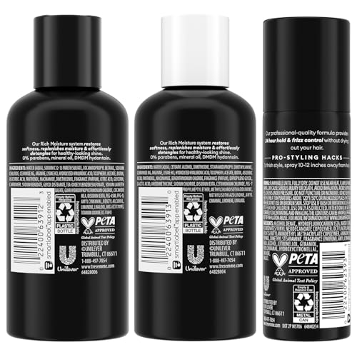TRESemm? Travel Essentials for Hair Care ??Rich Moisture Shampoo, Conditioner & Extra Hold Hairspray for Heat Protection & 24H Frizz Control