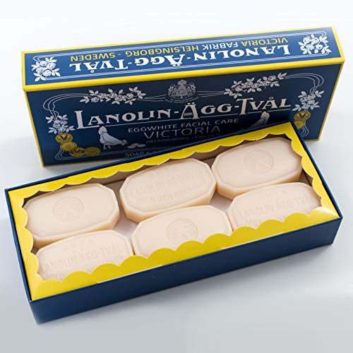 VICTORIA Lanolin Agg Tval Egg White Face Soap Bar for Women, Facial Care Cleanser, 6 x 1.7 Ounce