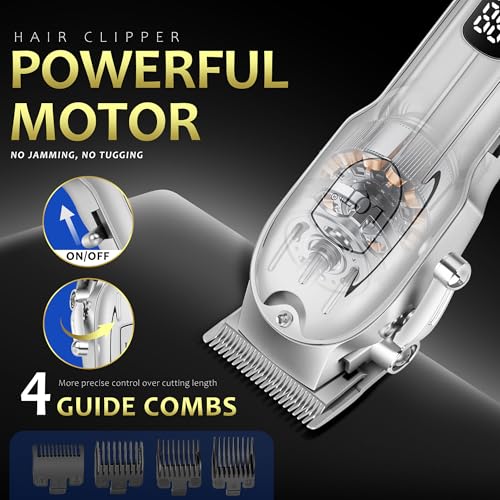 Hair Clippers for Men with LED Display, 4-Piece Cordless Grooming Kit with Hair Clipper, Beard Trimmer, Foil Shaver & Nose Trimmer, Complete Set for Home Barber