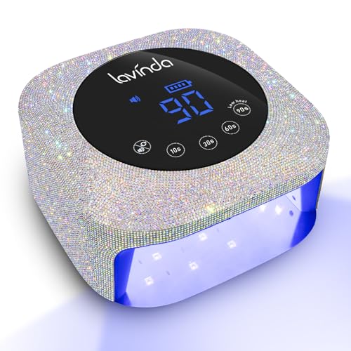 Lavinda UV LED Nail Lamp, 54W Rechargeable Cordless Nail Lamp Nail Dryer Gel Polish UV Nail Light with 4 Timer Setting, Professional Quick Dry Curing Lamp with Display Auto Sensor for Salon & Home