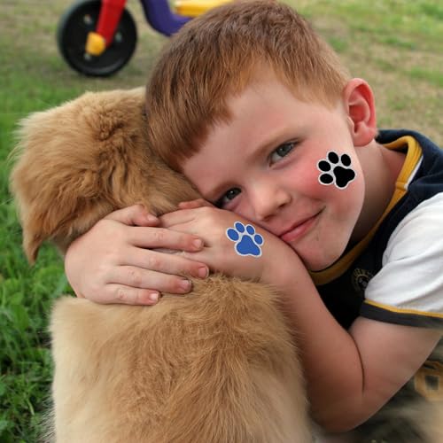 Glitter Paw Temporary Tattoos ? 360 Pre?Cut Paw Prints (30 Sheets), 6 Colors w/Silver Outline ? Party & Event Favors, Cheer & Pet Activities