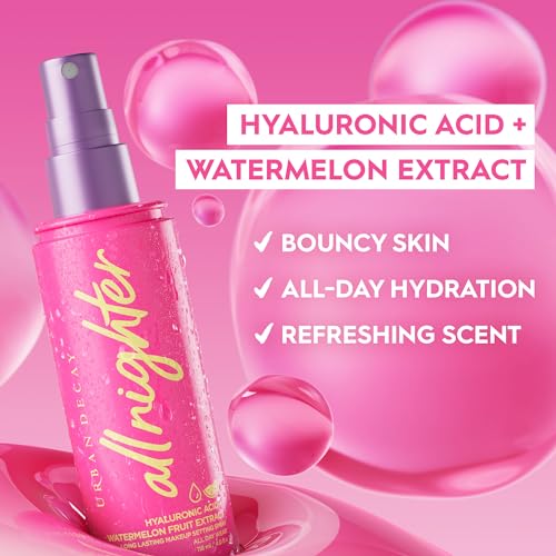 Urban Decay All Nighter Hyaluronic Acid Waterproof Dewy Setting Spray for Face, Hydrated Finish, Long-lasting, Smudge-proof & Transfer-resistant Makeup, Oil-free