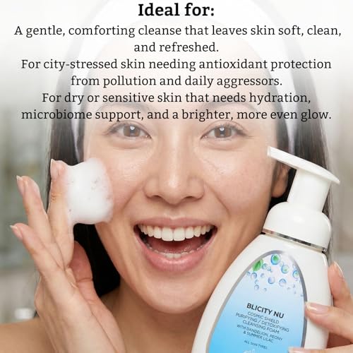 YUNASENCE BLICITY NU Cosmic Shield Purifying Detoxifying Cleansing Foam, 8oz. All skin types. Helps Defend Skin Against City Stress & Pollution.
