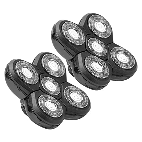 5 Heads Shaver Head, 2pcs Double Ring Floating Electric Shaver Blade Heads Shavers Replacement, Universal Hair Trimmer Shaving Bald Tool, Not Fit for Remington Razors and Skull Rotary Razors
