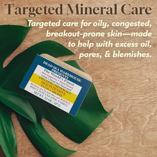 Dead Sea Soap MUD INTENSIVE Facial Care Bar - Face Soap for Women and Men - Purifying Dead Sea Mud - For Balanced & Clear Skin, Handmade & Unscented -5.2 oz